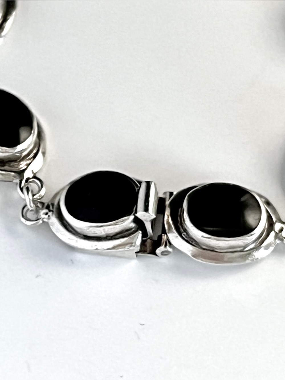 Brenda Schoenfeld Vintage Sterling Silver Black Onyx Bracelet Mexico - Picture 5 of 11